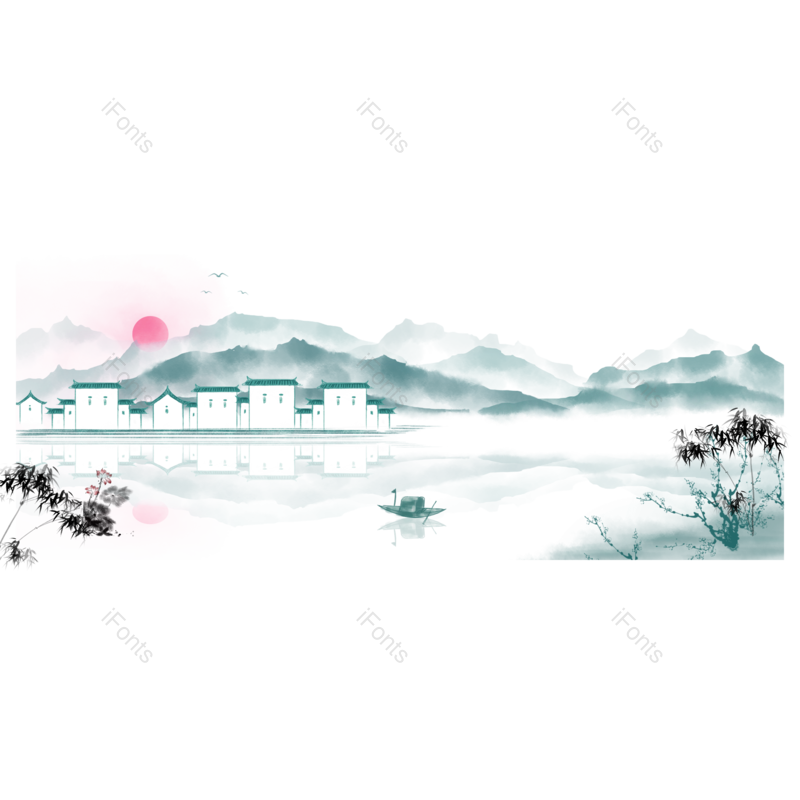 水墨图片,简约元素,水彩PNG,大气免抠素材